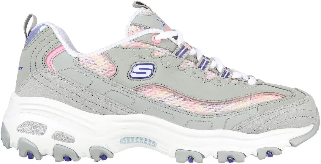 Skechers Womens D'Lites Luscious Chic Lace Up Sneakers Shoes Casual - Blue - Size