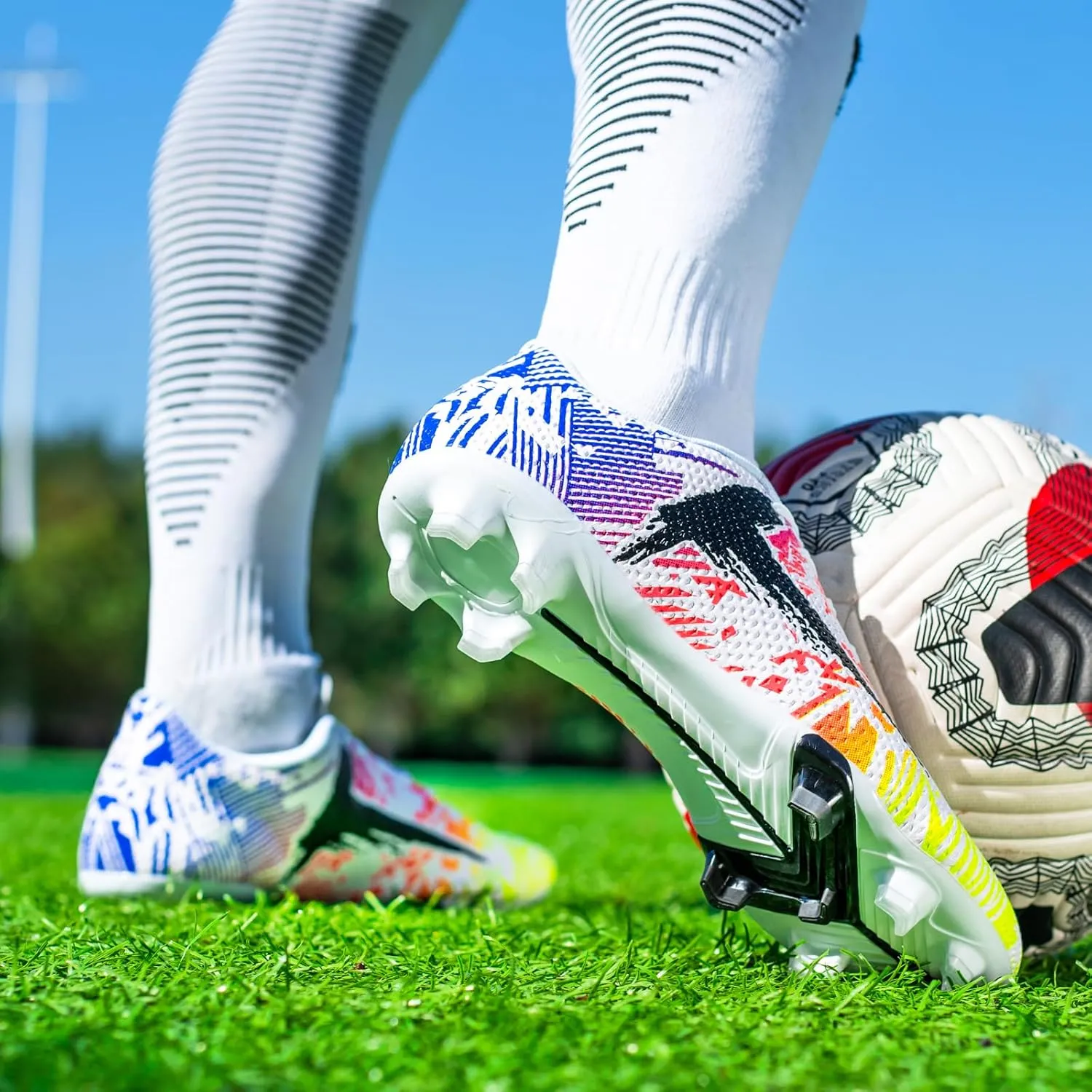 Soccer Cleats Mens Womens Indoor Soccer Shoes Wide Baseball Turf Shoes Youth Rugby Shoes Adult Artificial Ground AG FG TF Football Boots