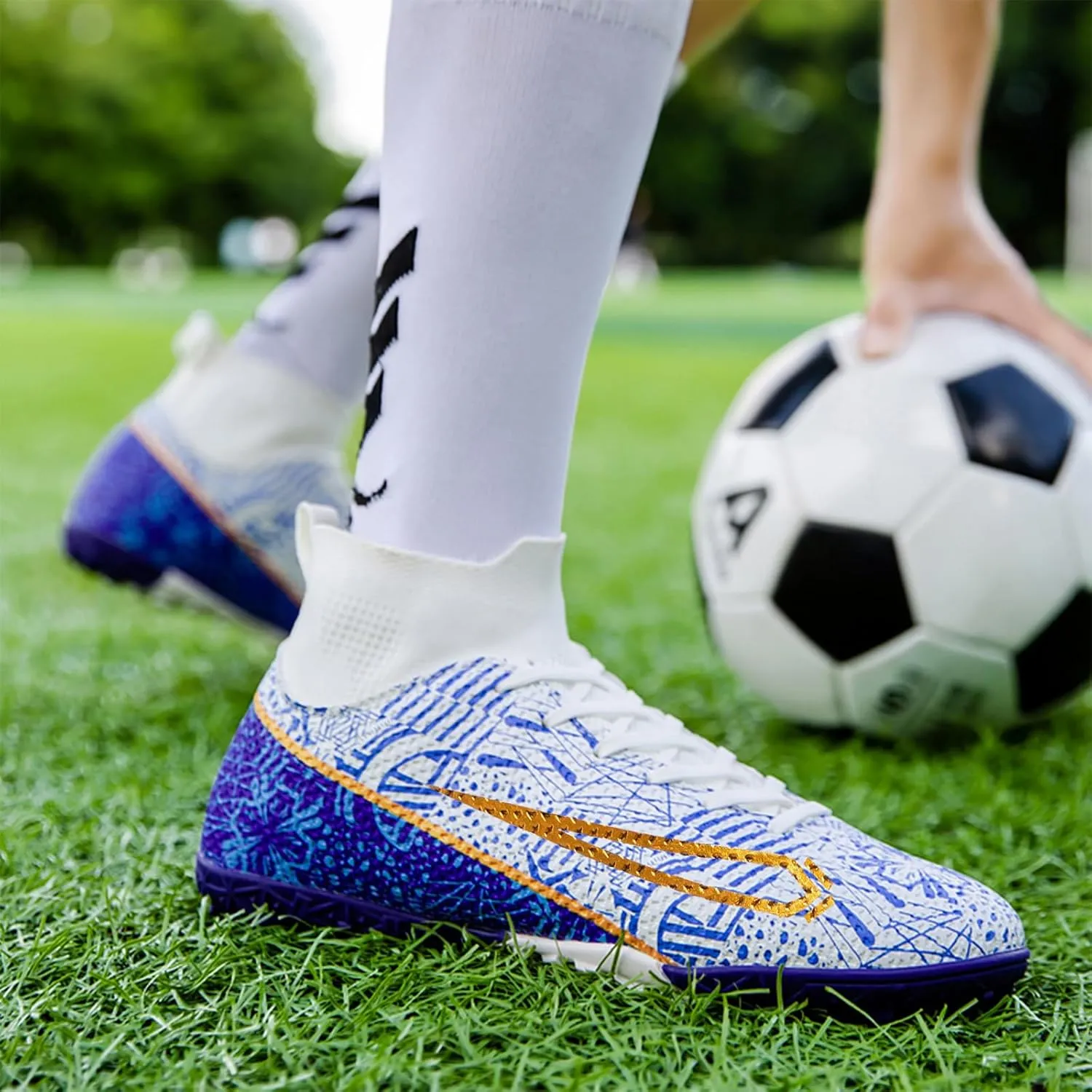 Soccer Cleats Mens Womens Turf Soccer Shoes Indoor Unisex AG TF Football Boots Adult Youth Wide Training Shoes Outdoor