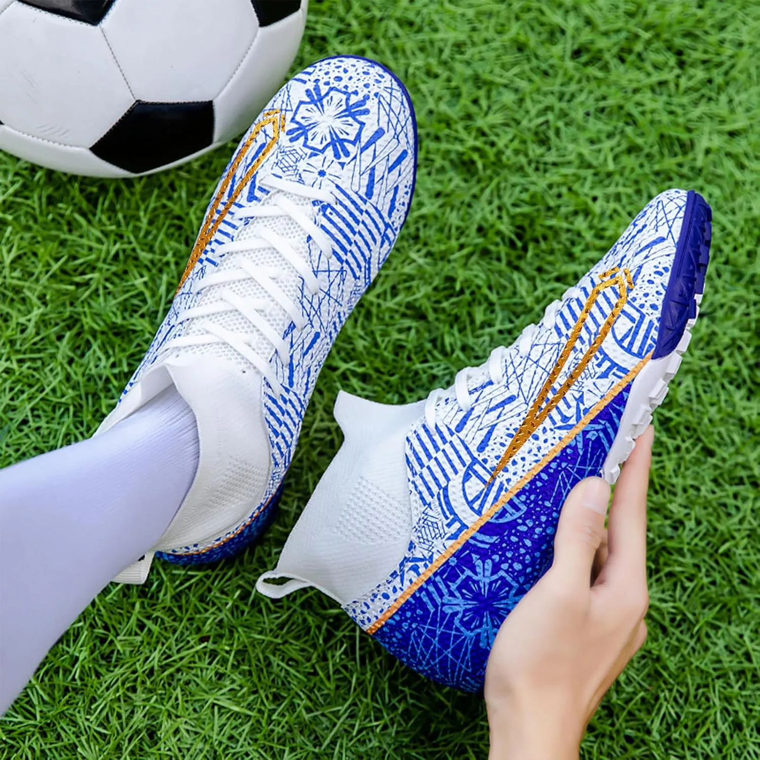 Soccer Cleats Mens Womens Turf Soccer Shoes Indoor Unisex AG TF Football Boots Adult Youth Wide Training Shoes Outdoor