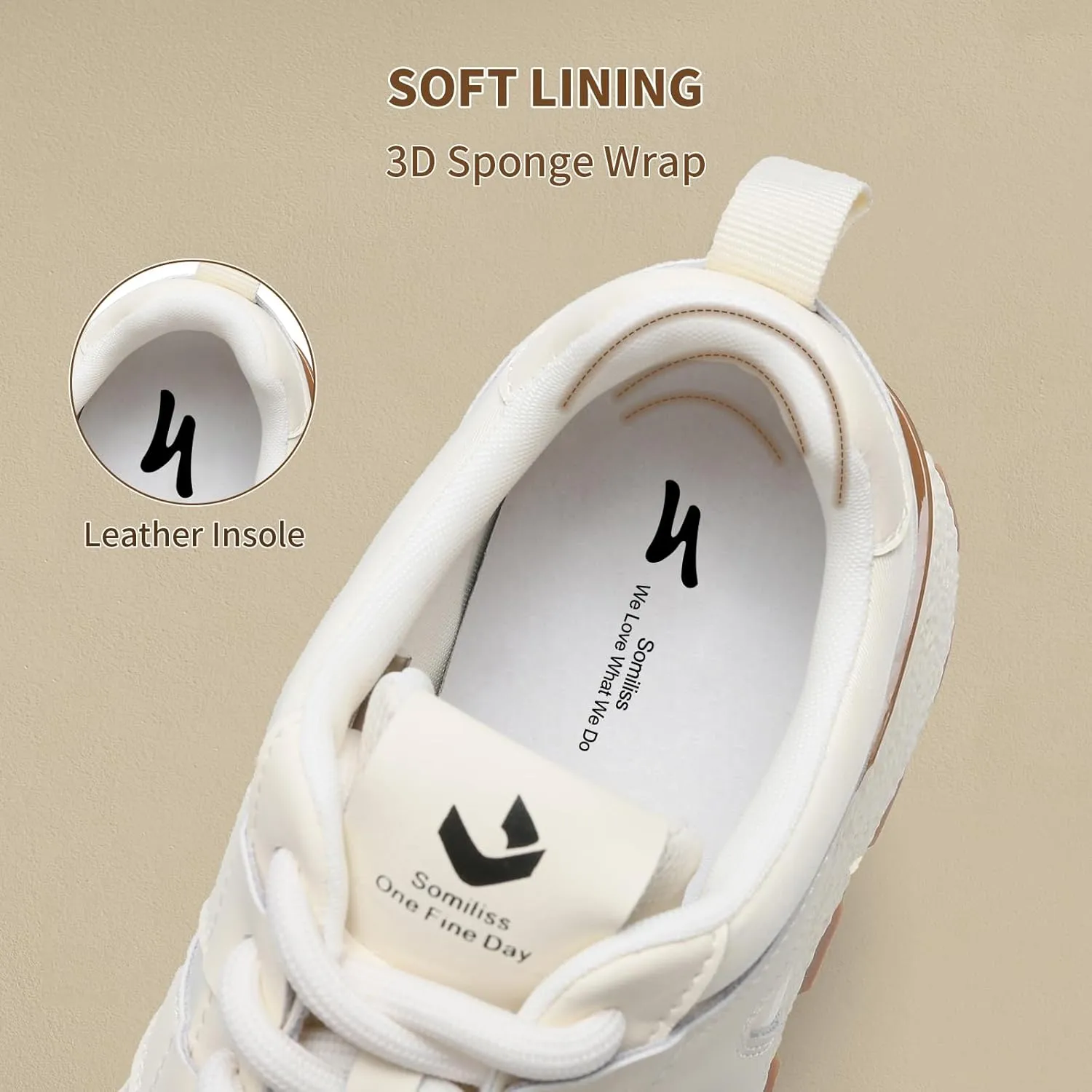 somiliss Sneakers for Women Genuine Leather Breathable Upper Patchwork Casual Non-Slip Walking Shoes Comfortable Tennis Running Shoes Womens Fashion Sneakers
