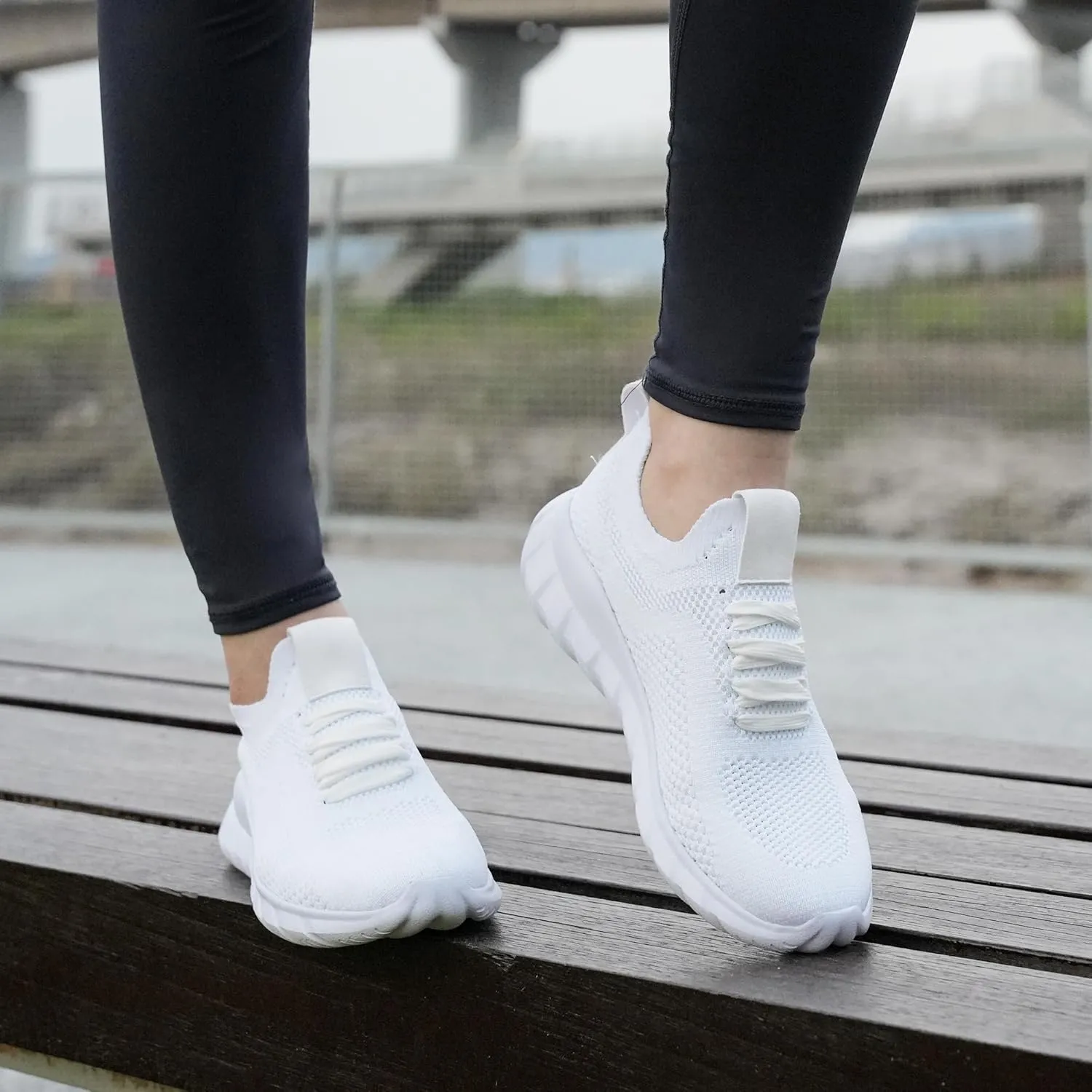 starmerx Womens Plus-Size Slip-On Knit Sneakers Comfortable Lightweight Tennis Shoes Walking Shoes Size 12 13 14 15 US