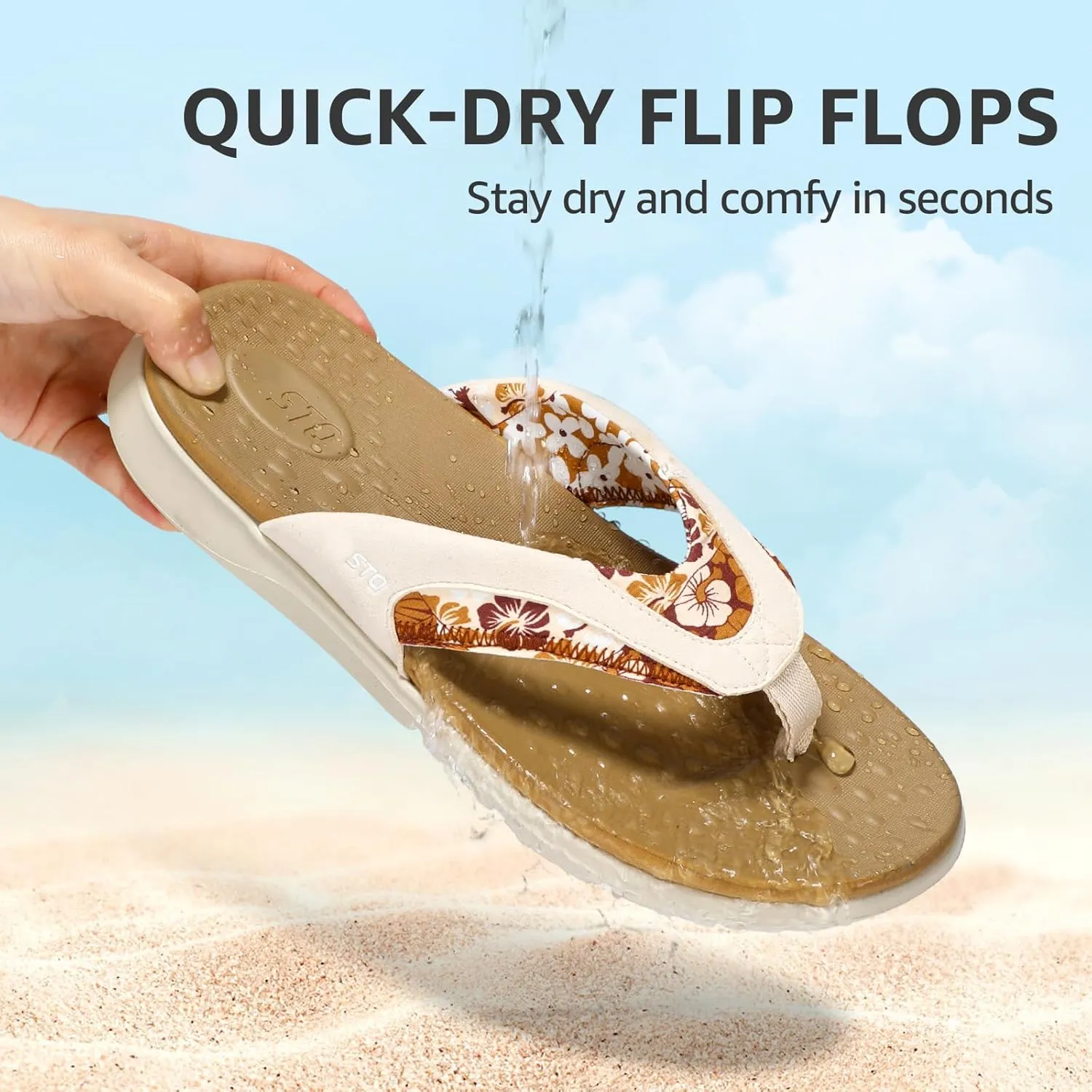 STQ Orthopedic Flip Flops for Women | Memory Foam Flip-flops for Plantar Fasciitis with Arch Support Pain Relief