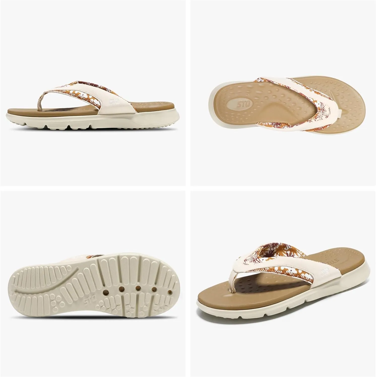 STQ Orthopedic Flip Flops for Women | Memory Foam Flip-flops for Plantar Fasciitis with Arch Support Pain Relief