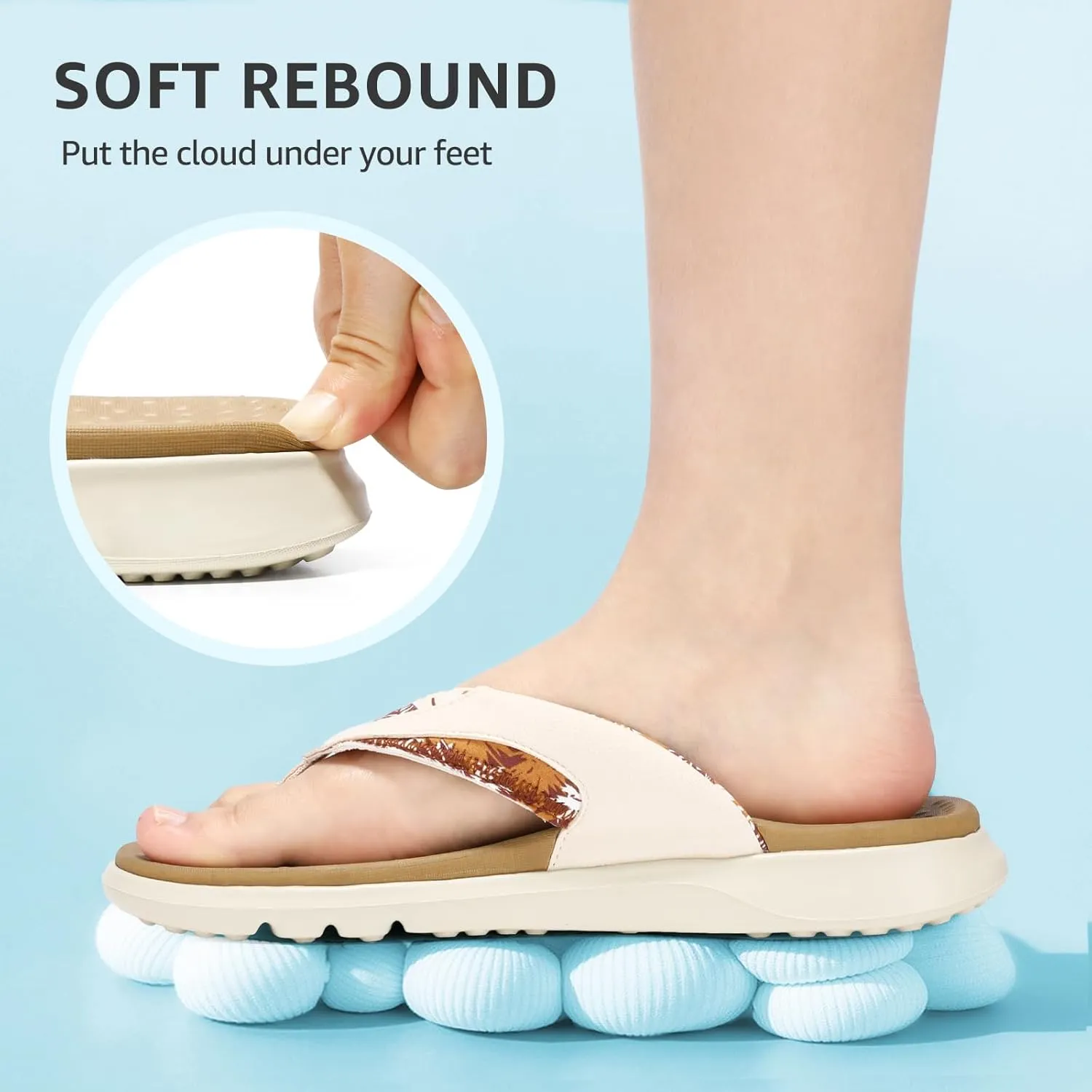 STQ Orthopedic Flip Flops for Women | Memory Foam Flip-flops for Plantar Fasciitis with Arch Support Pain Relief