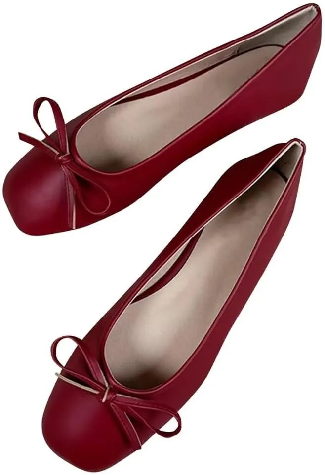 Stunner Women's Ballet Flats Fashion Classic Comfort Square Toe Slip-On Flats Wide Width Flat Shoes