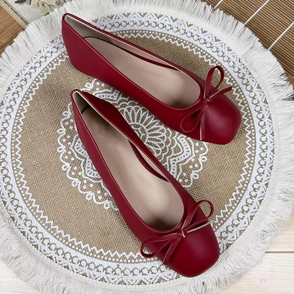 Stunner Women's Ballet Flats Fashion Classic Comfort Square Toe Slip-On Flats Wide Width Flat Shoes