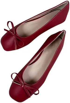 Stunner Women's Ballet Flats Fashion Classic Comfort Square Toe Slip-On Flats Wide Width Flat Shoes
