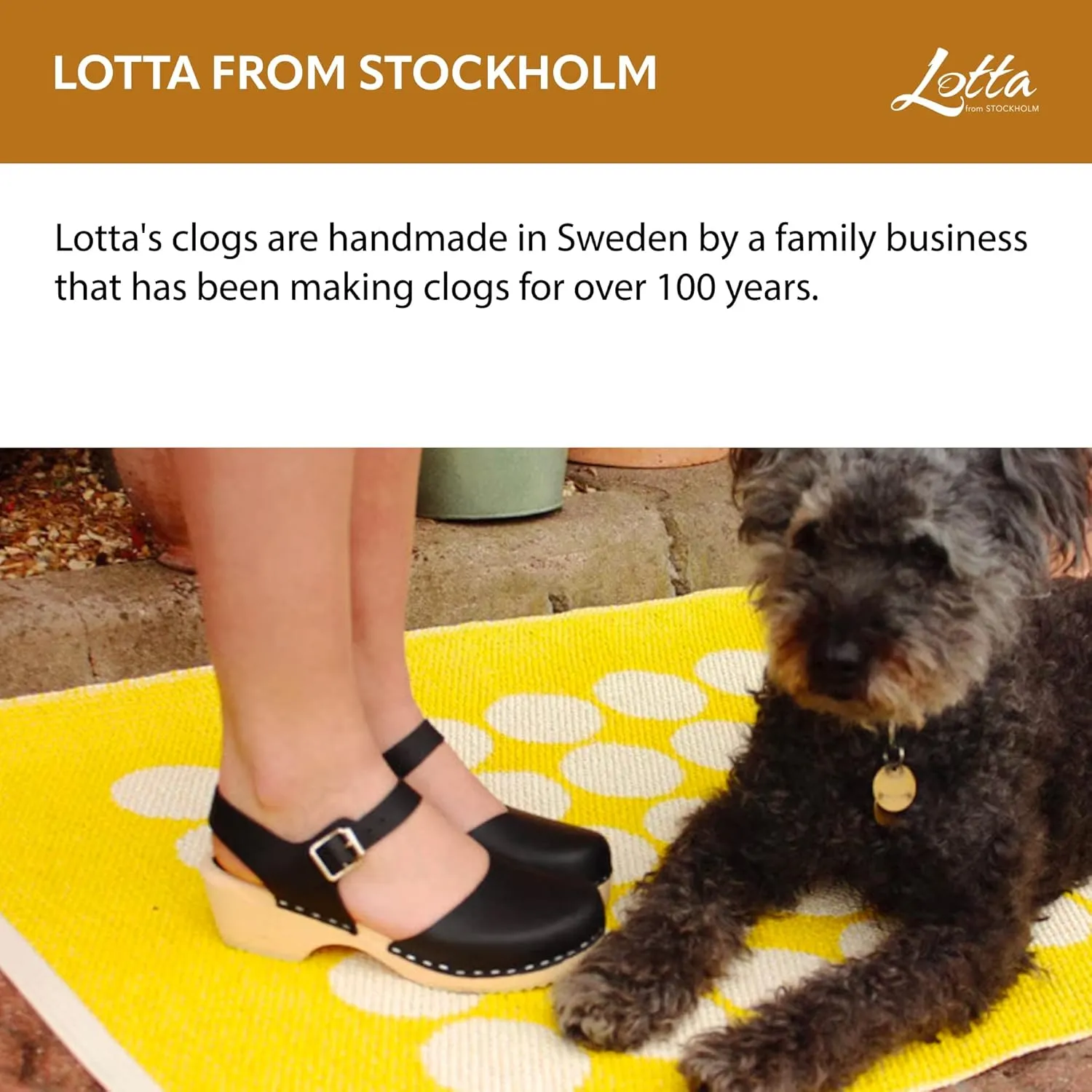 Swedish Low Wood Clog Sandal for Women | Low Heel Mary Jane Style Wooden Clogs Handcrafted in Sweden | Alder Wood Base and Natural Leather | Black