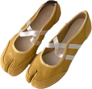 Tabi Shoes Split Toe Leather Mary Janes Flats with Laces for Women Girls Ballet Summer Sandals Non Slip Lightweight Round Toe Wide Width Casual Cute Y2K Kawaii Pumps Spring Fall Outdoors