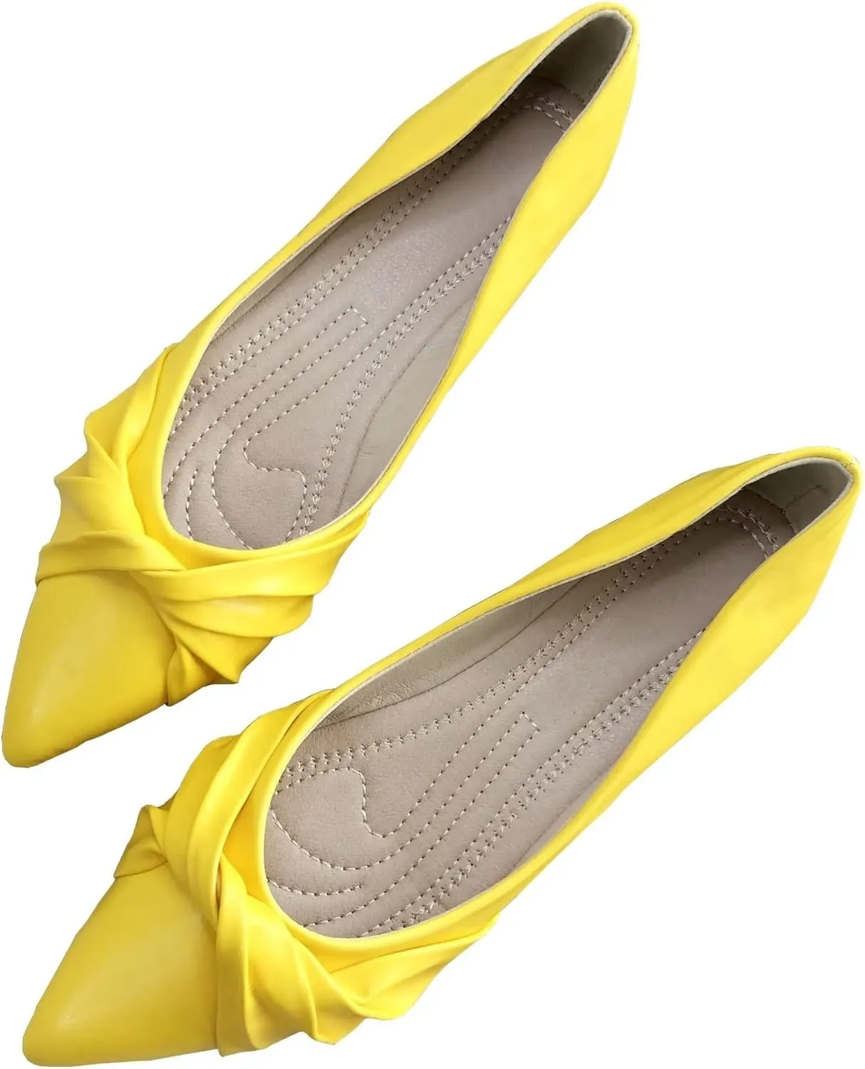TN TANGNEST Women's Bright Leather Pointy Toe Bow Ballet Flats Classic Slip on Dress Ballerian Shoes for Wedding Party