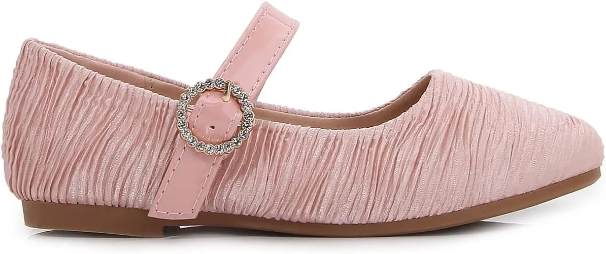 Toddler Flats/Little Girls Dresses Mary Jane Ballerinas Metal Buckle Flats for Wedding Party School