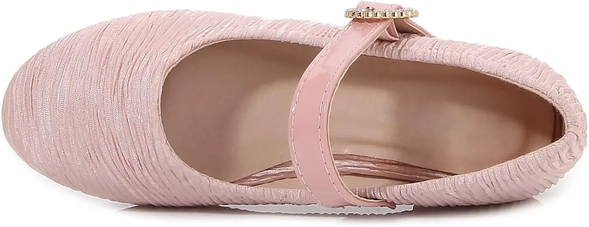 Toddler Flats/Little Girls Dresses Mary Jane Ballerinas Metal Buckle Flats for Wedding Party School
