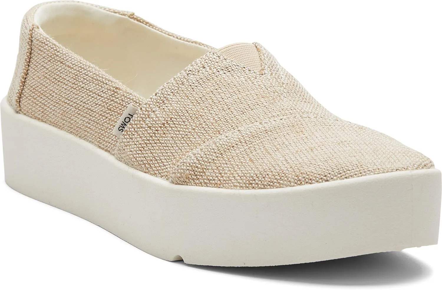 TOMS Womens Verona Heritage Canvas Platform Sneakers Shoes Casual - Beige