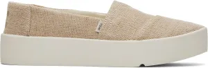 TOMS Womens Verona Heritage Canvas Platform Sneakers Shoes Casual - Beige