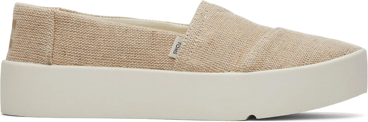 TOMS Womens Verona Heritage Canvas Platform Sneakers Shoes Casual - Beige