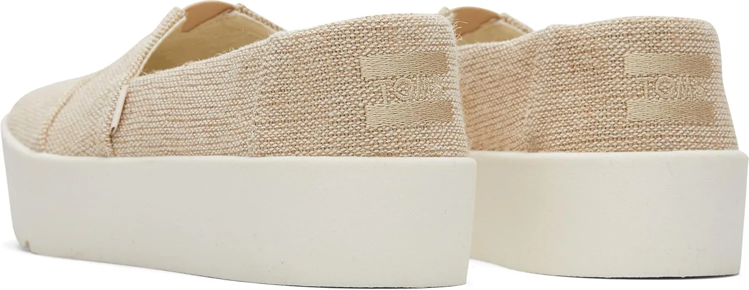 TOMS Womens Verona Heritage Canvas Platform Sneakers Shoes Casual - Beige
