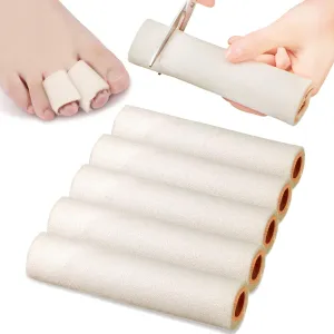 Tondiamo 6 Pieces Foam Toe Protector Sleeves Foam Bandages Tube Toe Cushion for Feet, Bunion, Hammer, Callus Corn, Bliste, Pain Relief(Medium,Beige)