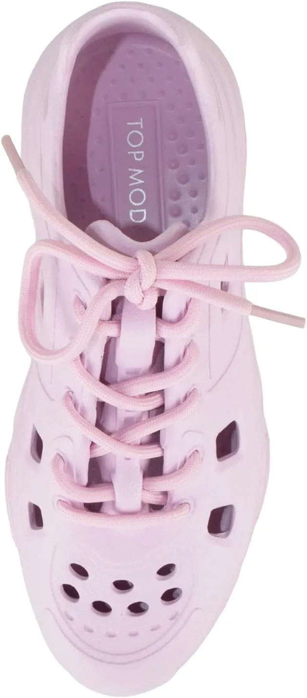 TOP Moda Shoes Women Foam Beach Sneakers Cut-Out Ventilation Openings Cushioned Arch Support Lace Up Lightweight Hidden Platform Heel