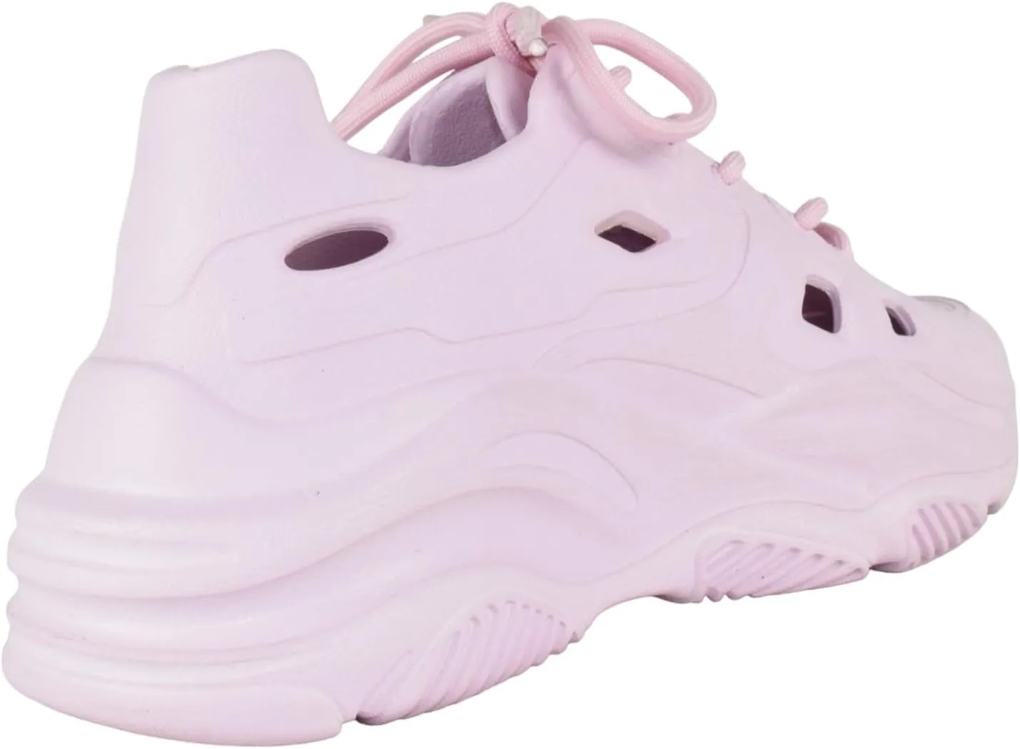TOP Moda Shoes Women Foam Beach Sneakers Cut-Out Ventilation Openings Cushioned Arch Support Lace Up Lightweight Hidden Platform Heel