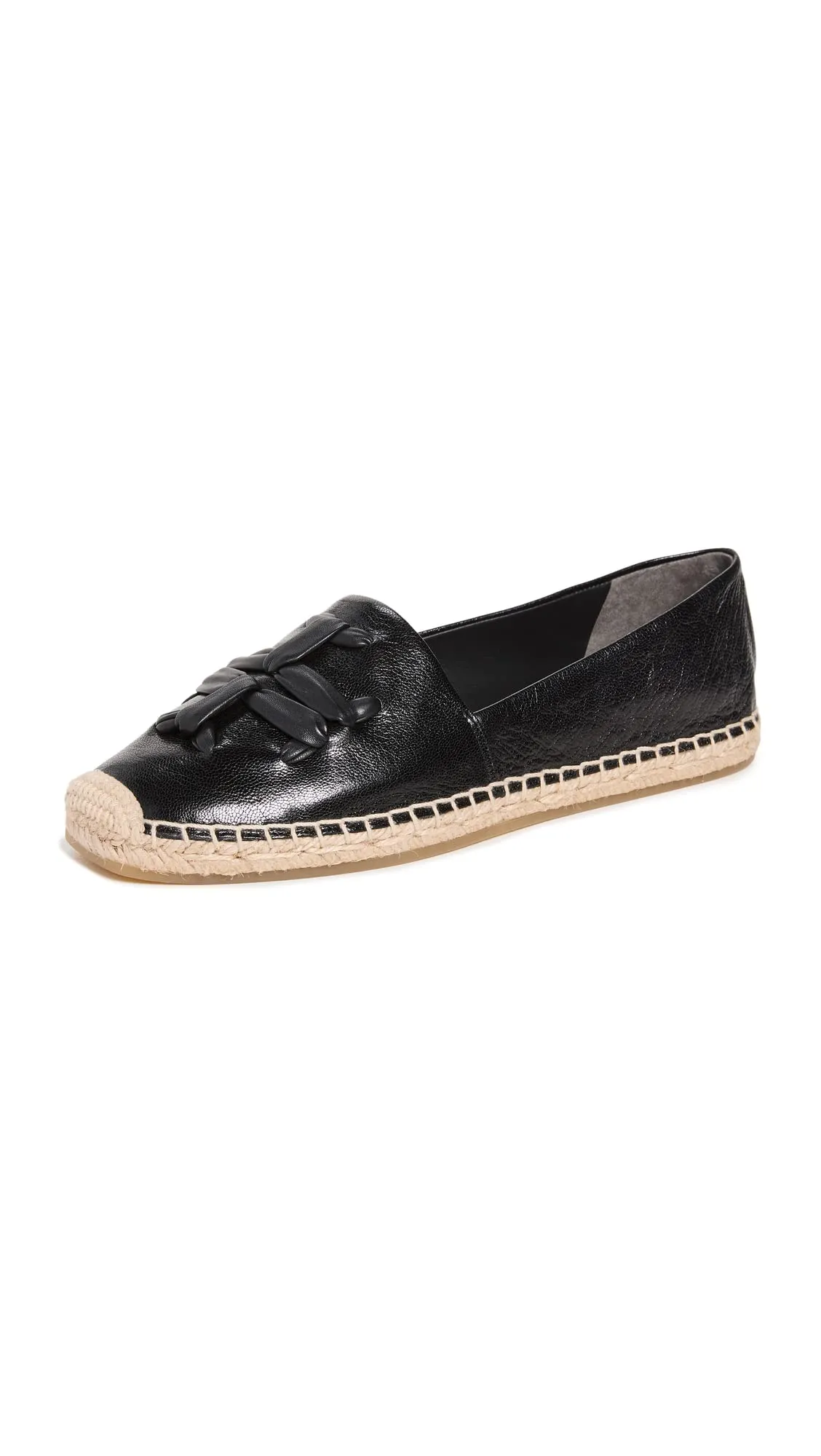 Tory Burch Women's Woven Double T Aline Espadrilles, Perfect Black/Perfect Black, 8 Medium US