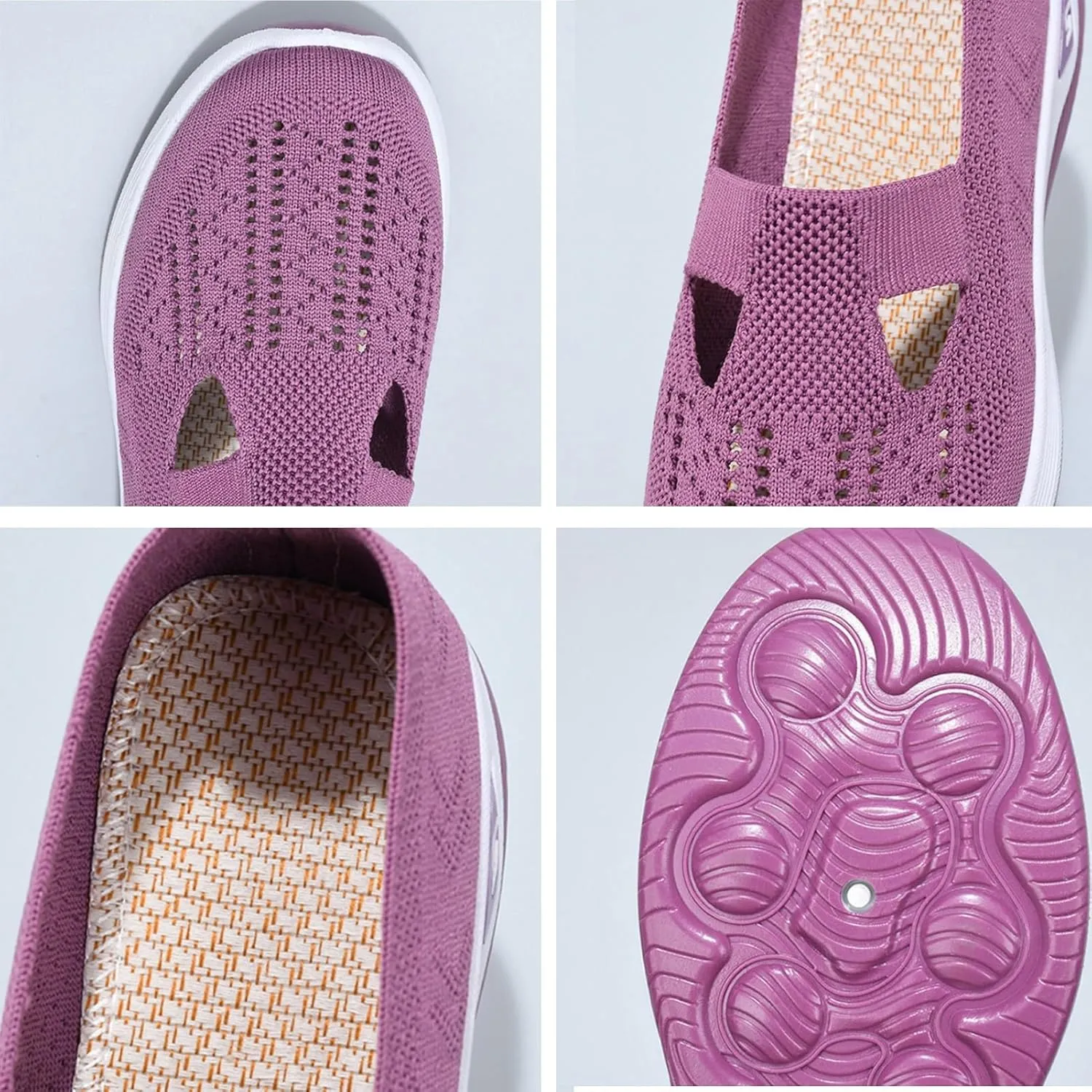 TOSOFT Comfort Walking Shoes For Elderly Women Breathable Lightweight Knitted Flats Sneakers Women's Summer Shoes Slip On