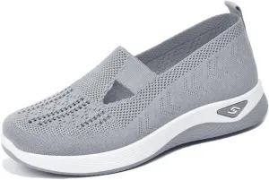 TOSOFT Comfort Walking Shoes For Elderly Women Breathable Lightweight Knitted Flats Sneakers Women's Summer Shoes Slip On