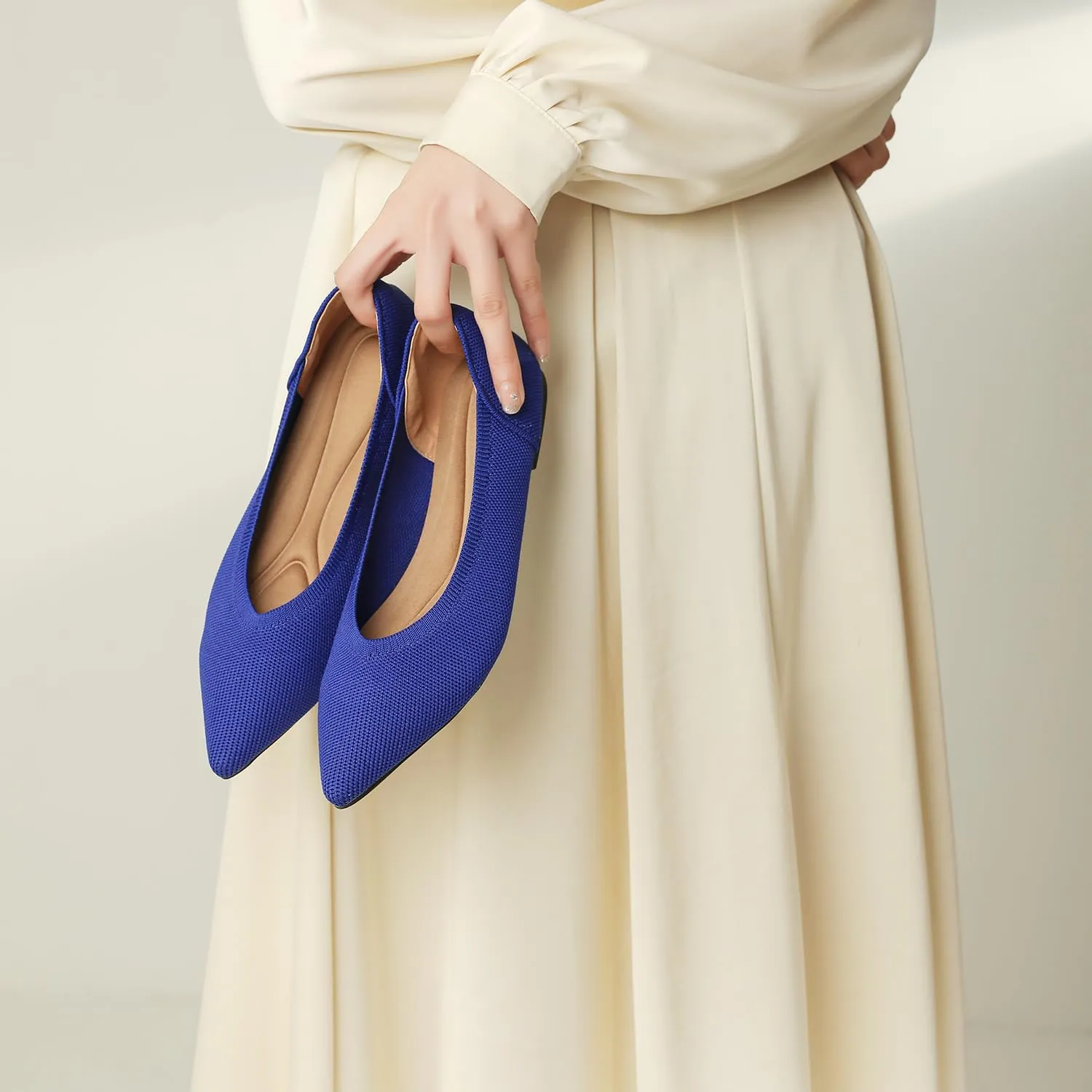 Touchmosees Women's Pointed-Toe Ballet Flats Classic Slip-On Breathable Dress Flats