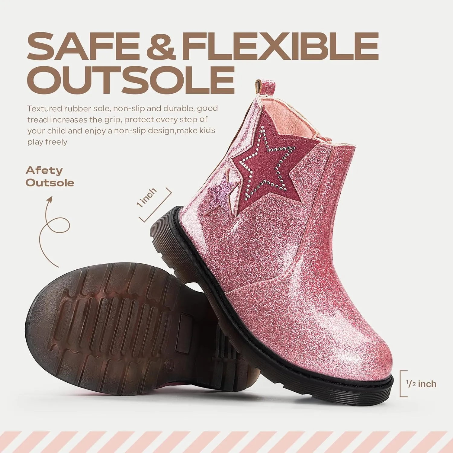 TZJS Girls Ankle Boots Girl's Glitter Chelsea Boot Kids Warm Low Heel Short Booties Girl Outdoor Shoes with Side Zipper for Toddler/Little Kid