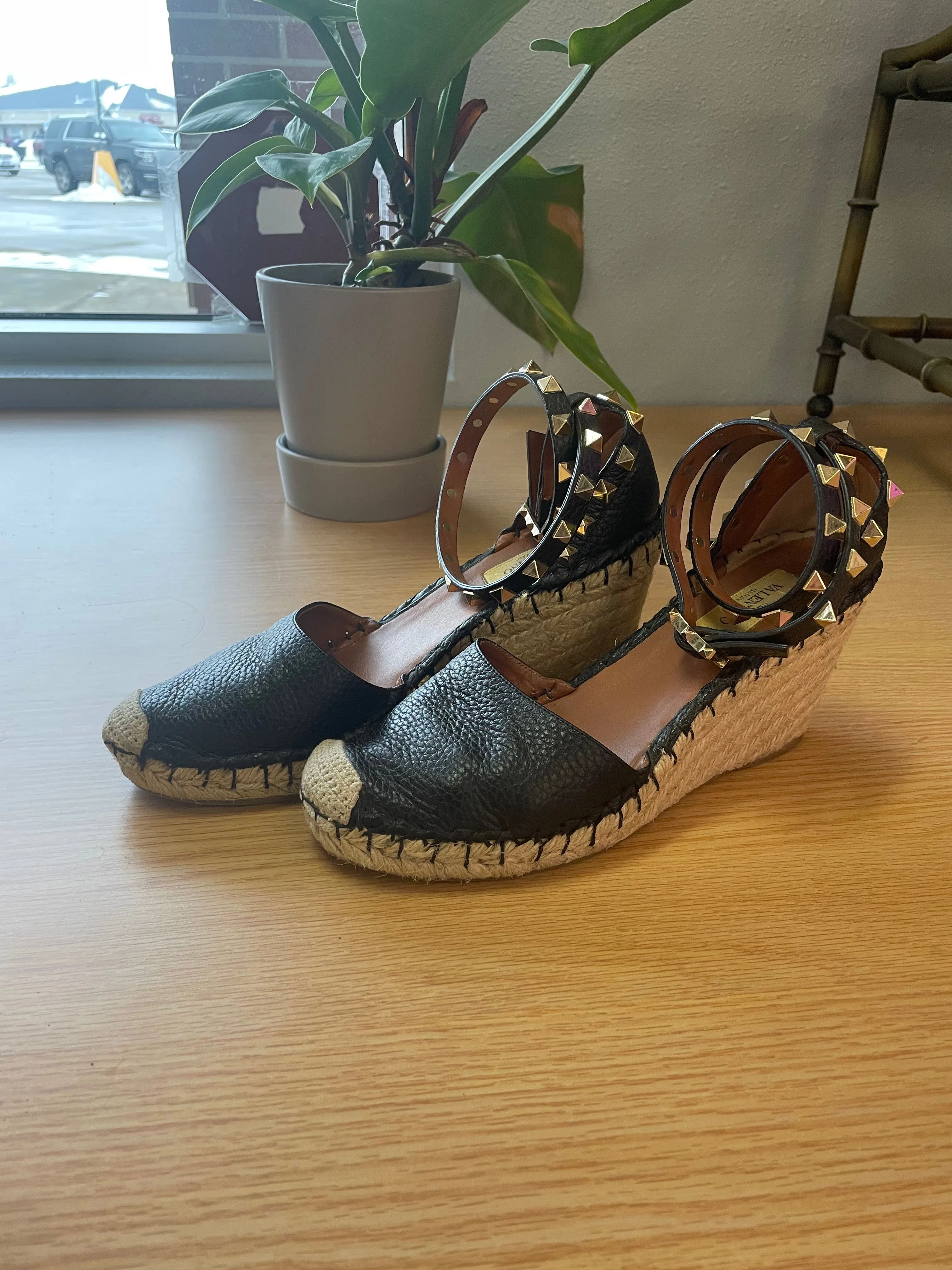 Valentino Garavani "Rockstud Double Espadrille" Sandal