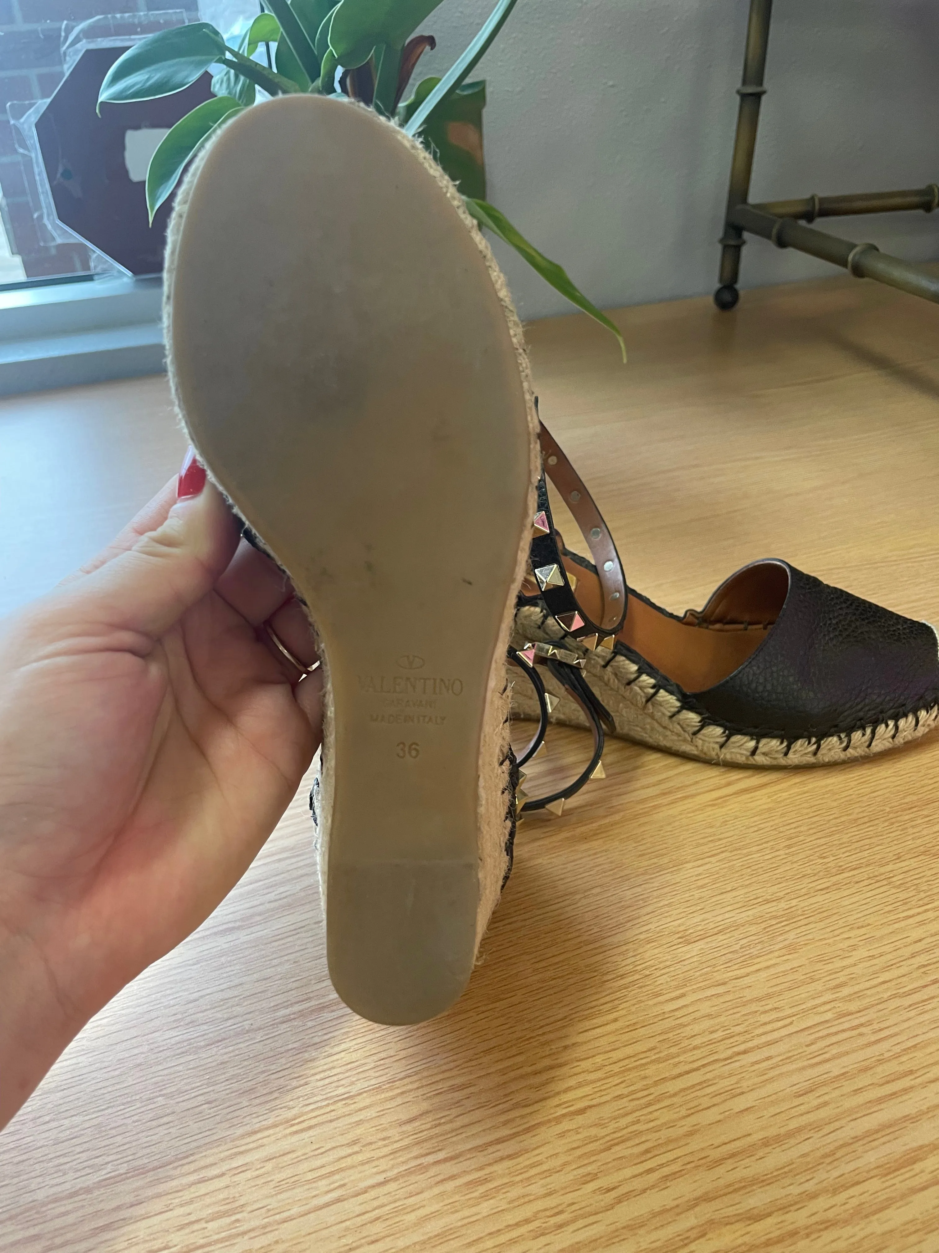 Valentino Garavani "Rockstud Double Espadrille" Sandal