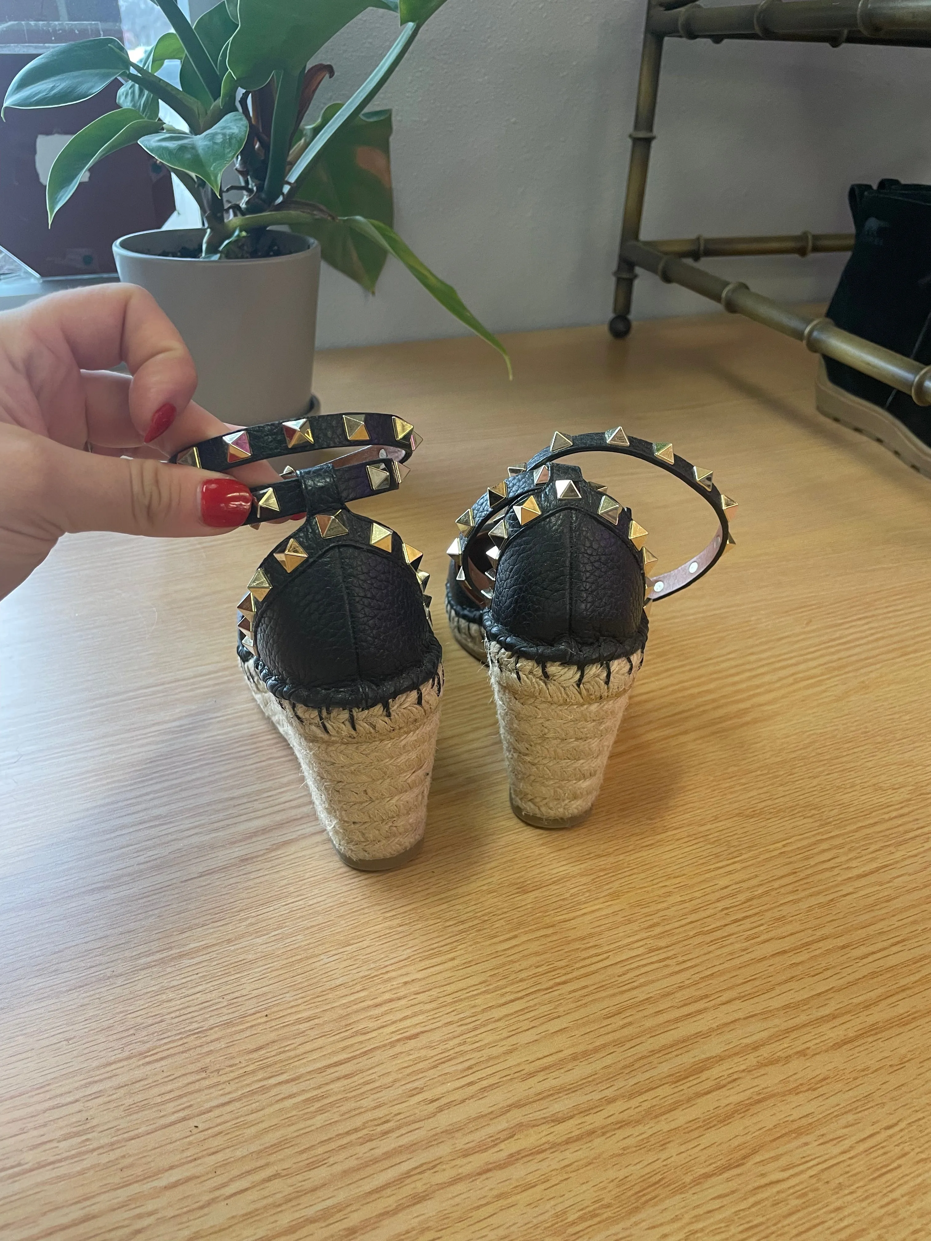 Valentino Garavani "Rockstud Double Espadrille" Sandal