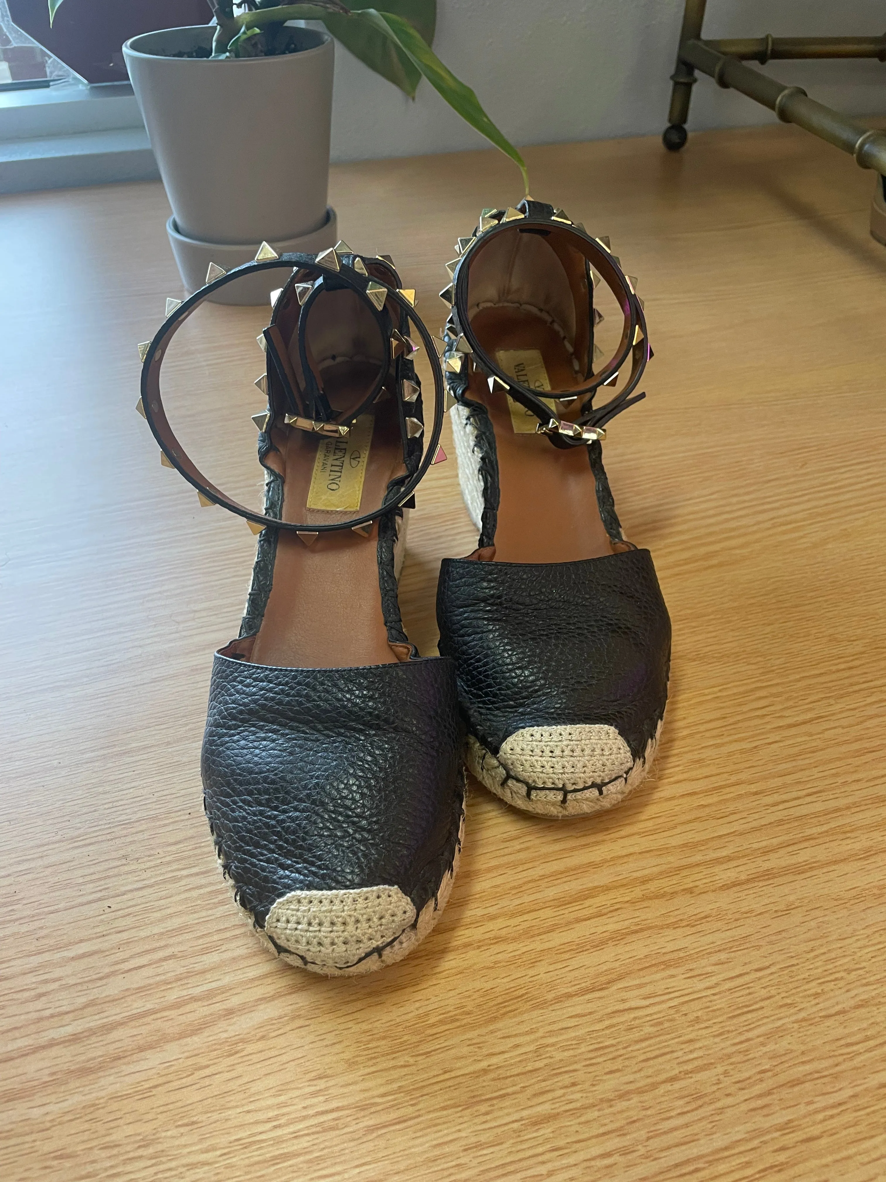 Valentino Garavani "Rockstud Double Espadrille" Sandal
