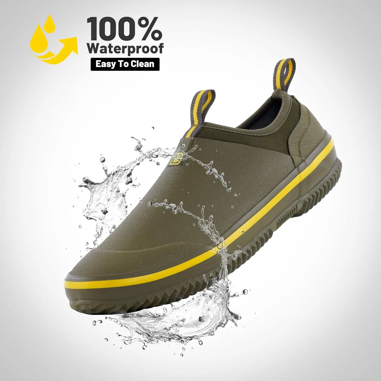 Waterproof Garden Shoes, Men's Rain Boots Women's Slip-On Footwear Rubber Neoprene Camp Booties Unisex Rain Shoe for Gardening, Farming, Car Wash, Lawn Care and Yard Work