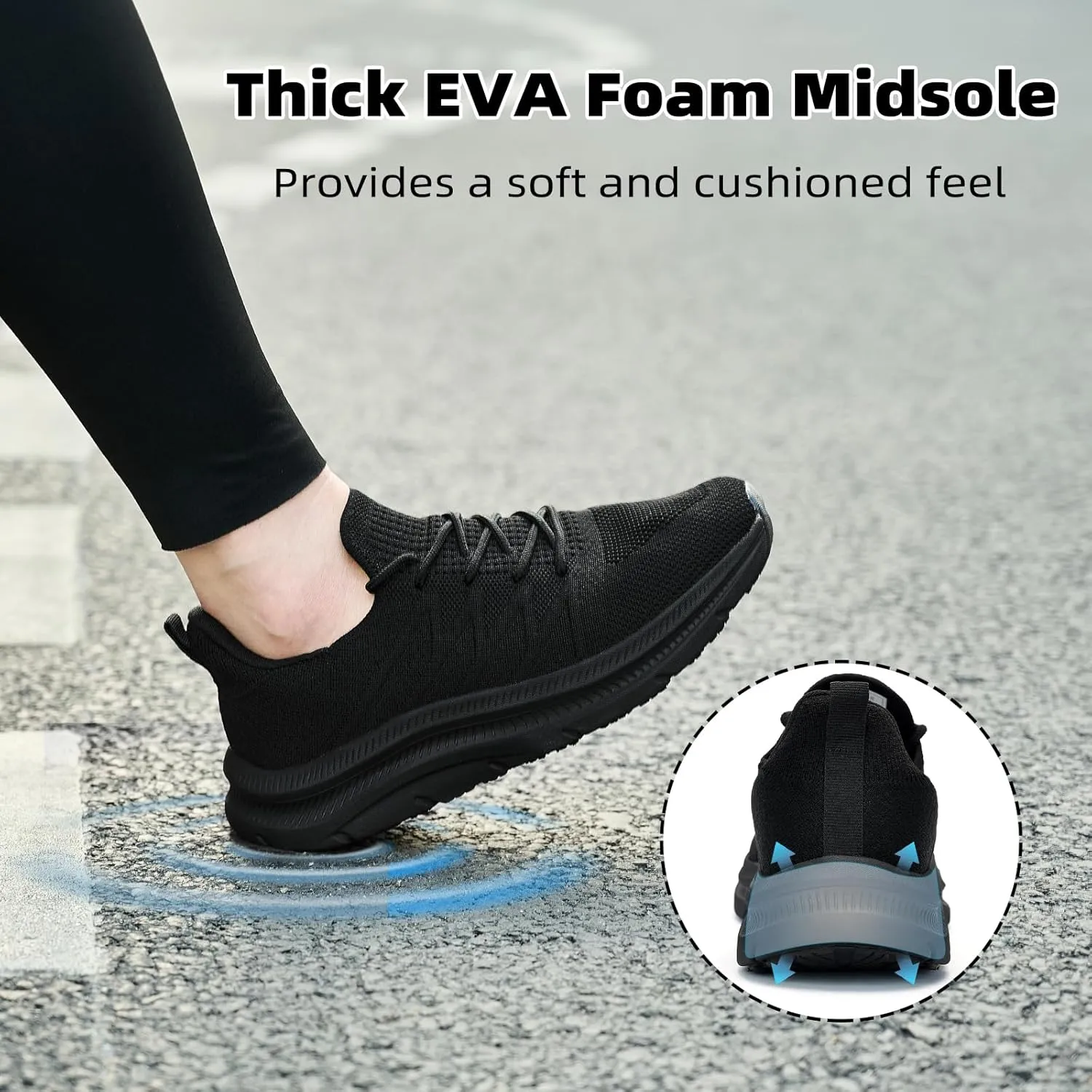 Women's Cushioning Running Shoes - Slip on Memory Foam Comfortable Walking Tennis Sneakers Ladies Athletic Gym Workout Sport Jogging Shoe Lightweight