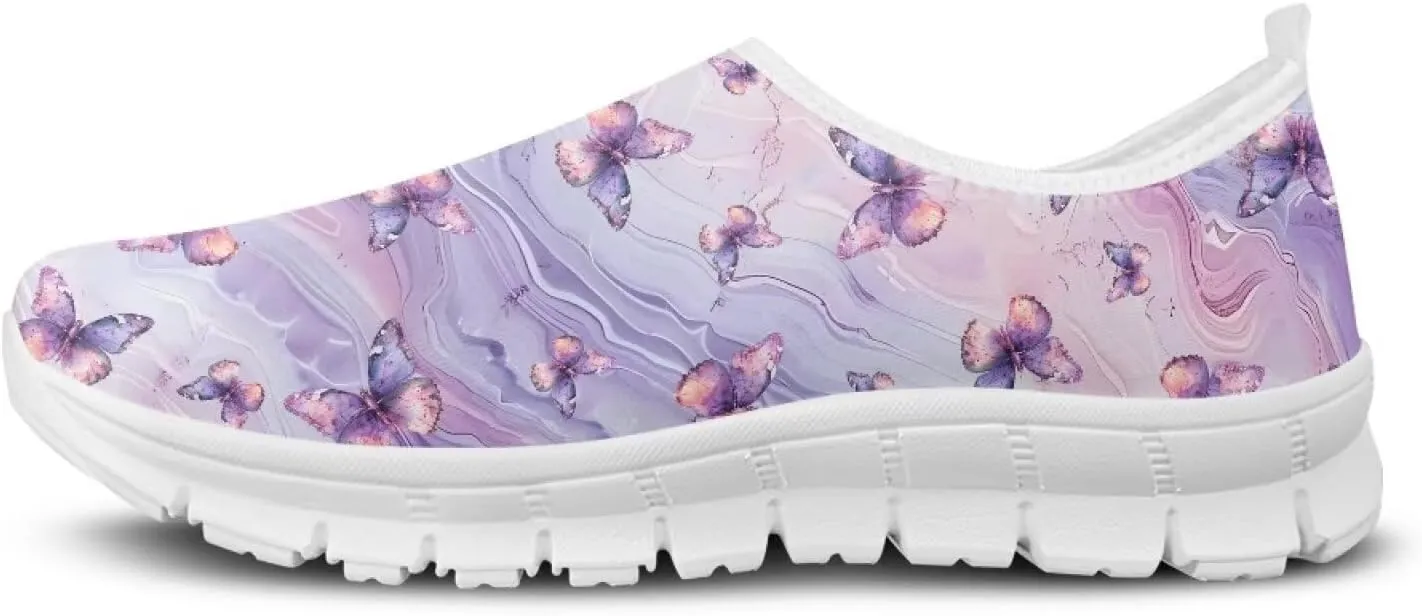 Women's Fashion Sneakers Slip On Walking Loafers Travel Shoes（White Sole）