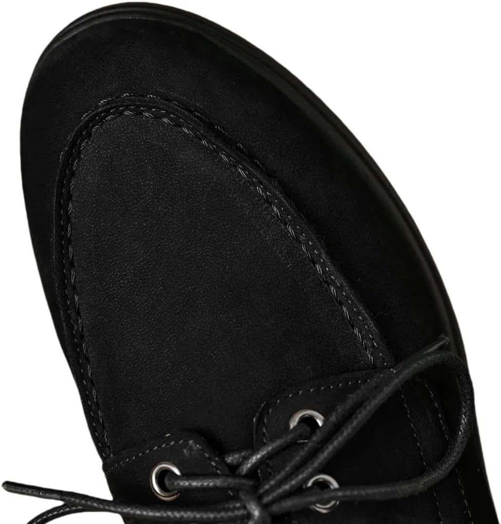 Women's Handmade Suede Leather Round Toe Lace-up Loafers Flats Shoes