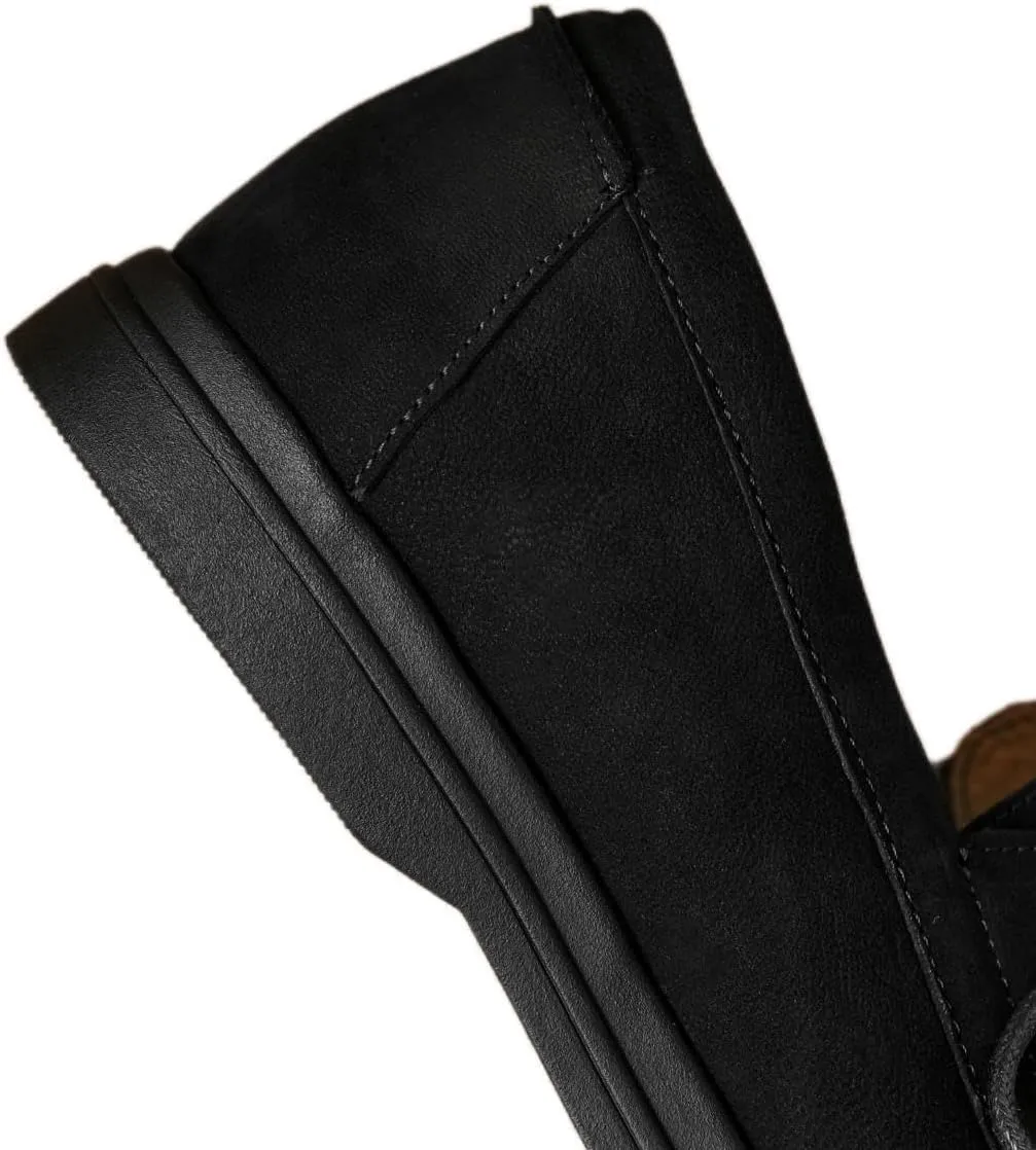 Women's Handmade Suede Leather Round Toe Lace-up Loafers Flats Shoes