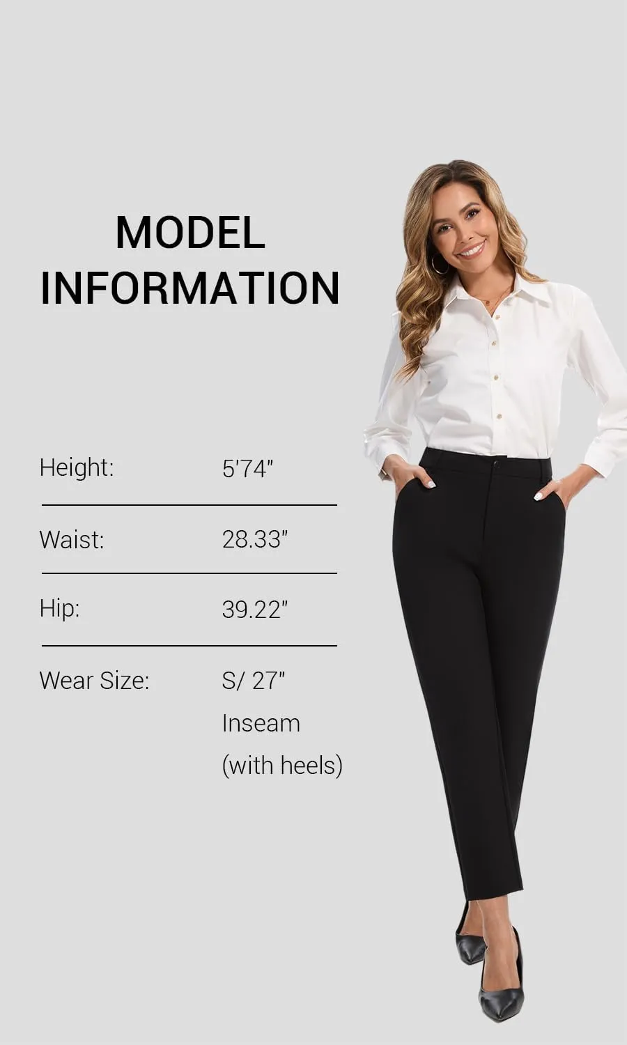 Women's High Waisted Dress Pants Straight Leg Business Trousers with Pockets Stretch Fabric for Office Work Casual
