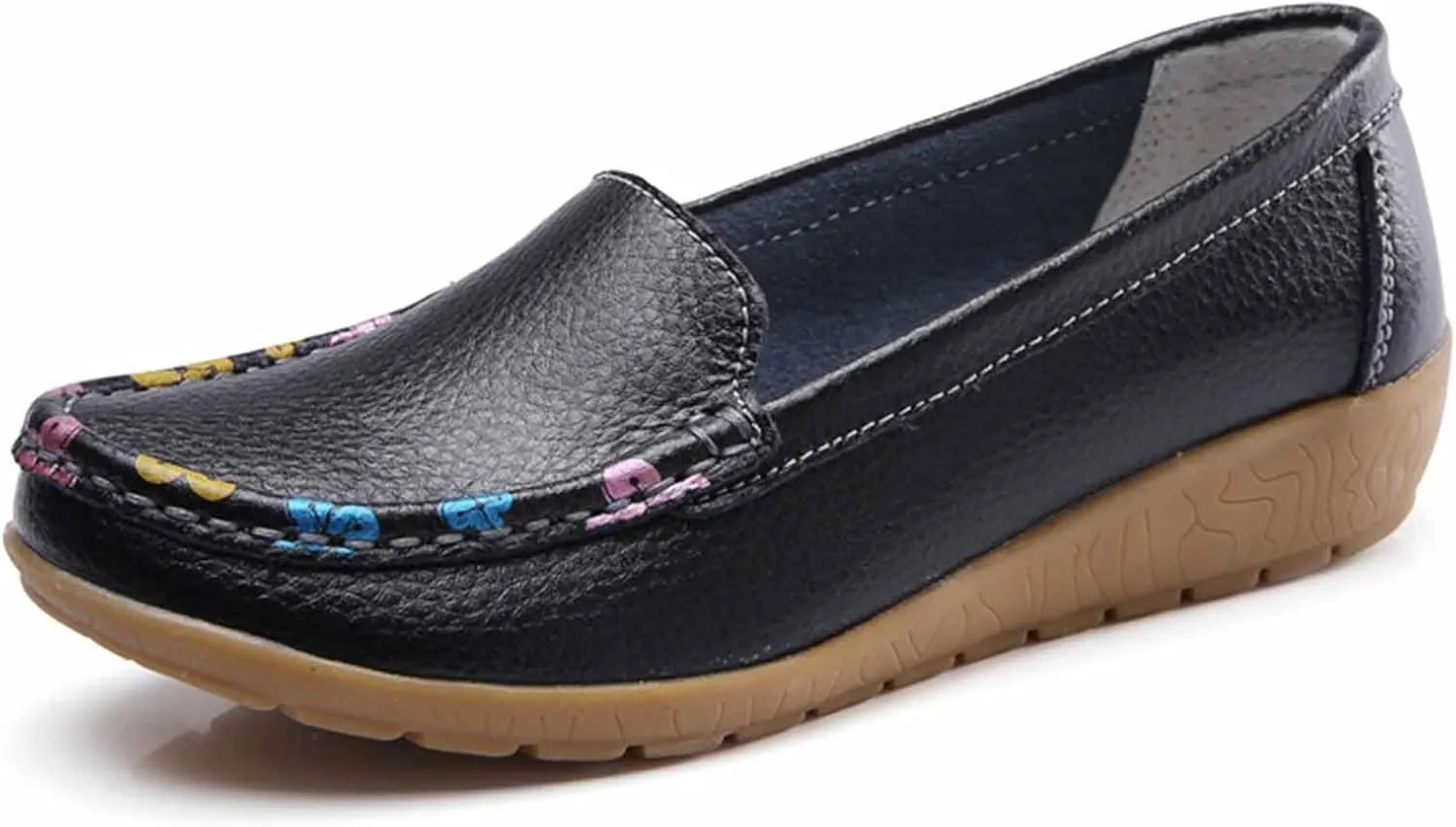 Women's Leather Penny Loafers Casual Walking Driving Boat Flat Shoes Soft Comfortable Classic Moccasins Office Work Lightweight Slip On