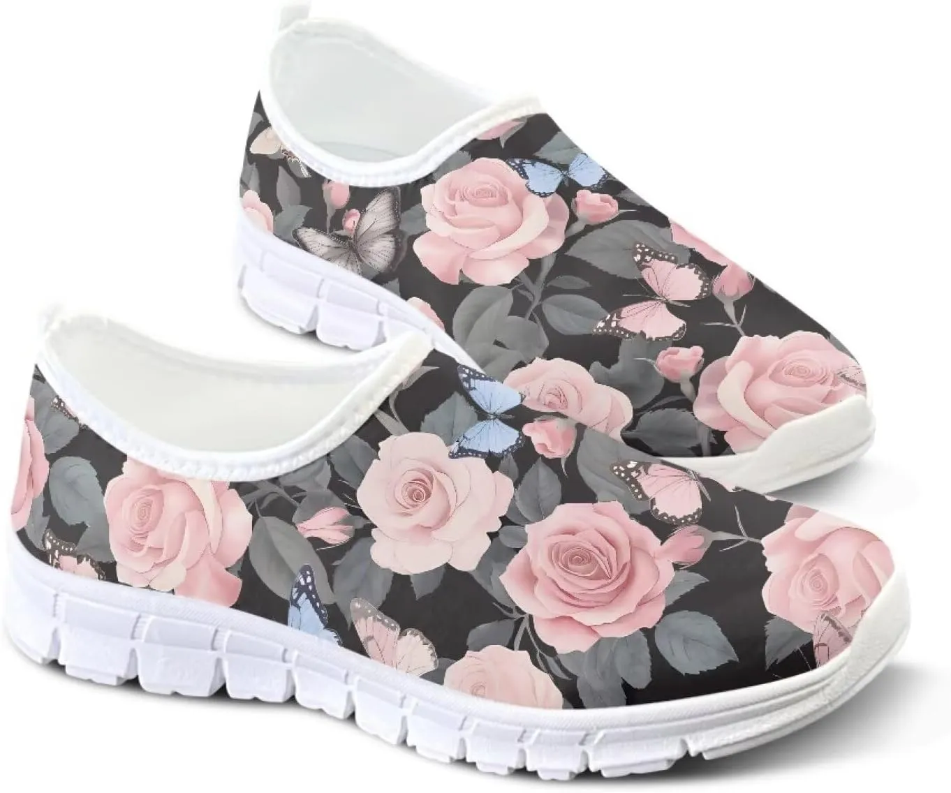 Women's Loafers Slip On Slip Shoe Casual Walking Shoes Non Slip Work Shoes Mesh Athletic Sneakers White Sole