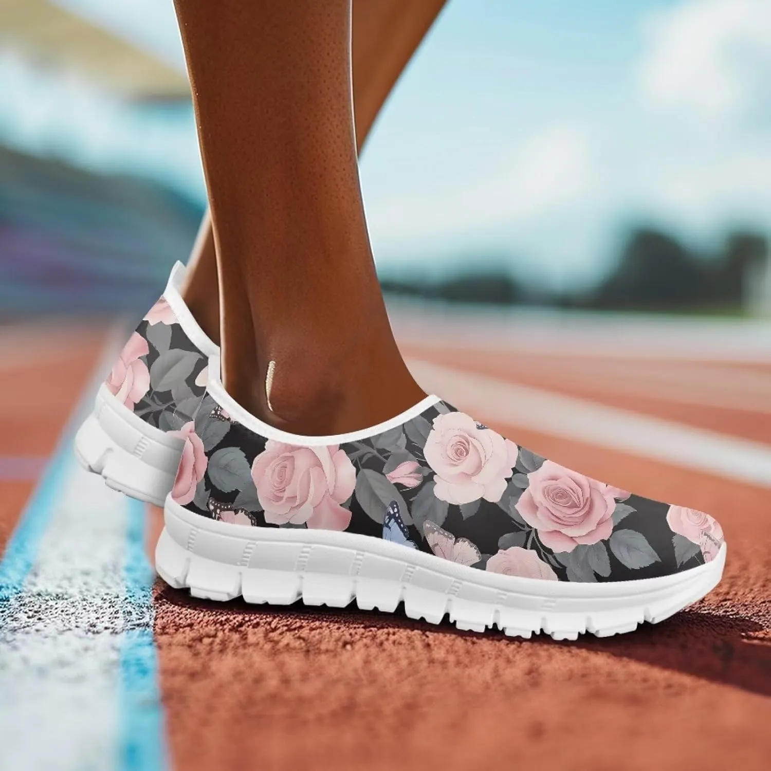 Women's Loafers Slip On Slip Shoe Casual Walking Shoes Non Slip Work Shoes Mesh Athletic Sneakers White Sole