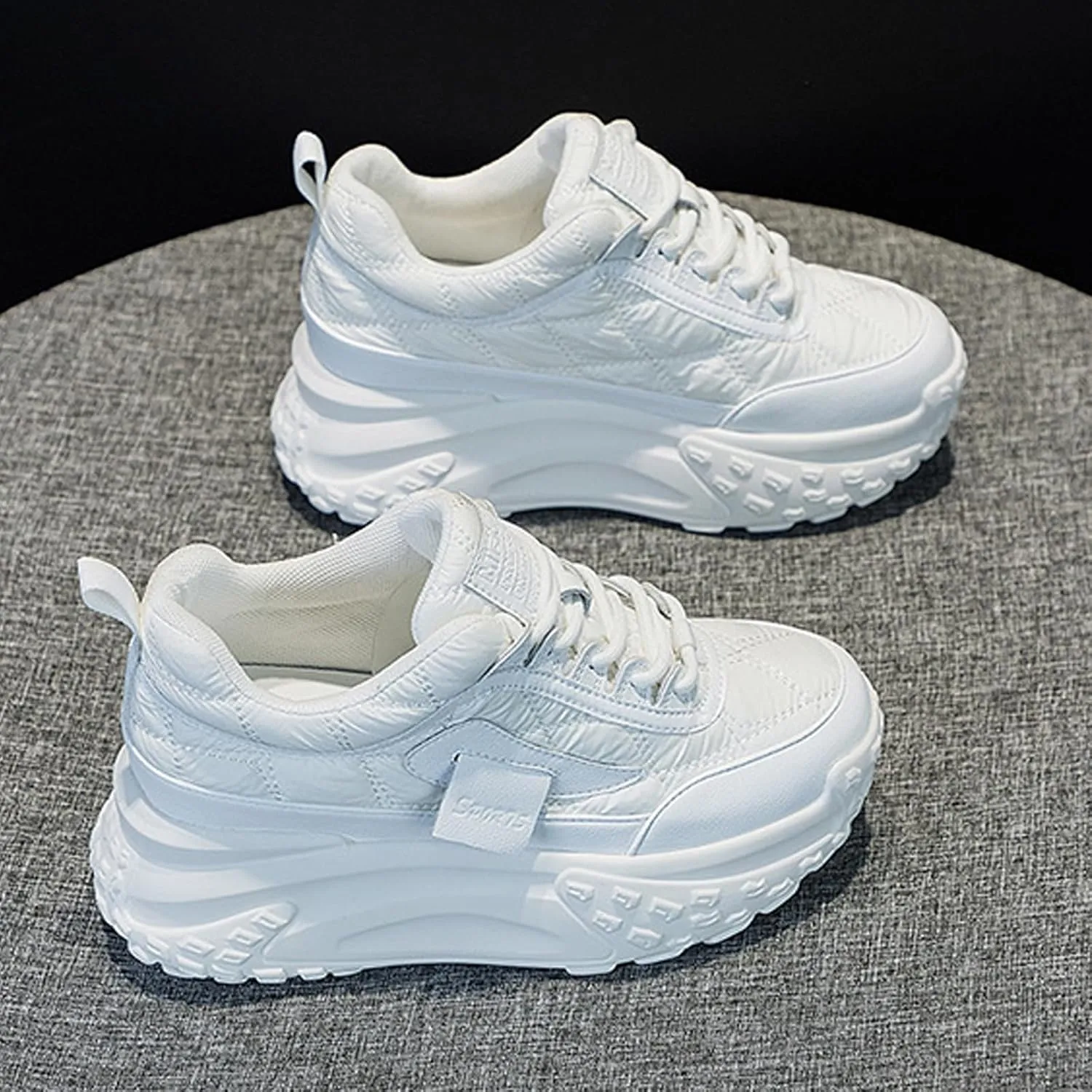Women's Platform Increase Fashion Sneakers,Comfy Low Hidden Wedge Lightweight Casual Anti-Slip Running Sneakers Outdoor Lace Up Slip-on Leather Patchwork Breathable Mesh Walking Shoes