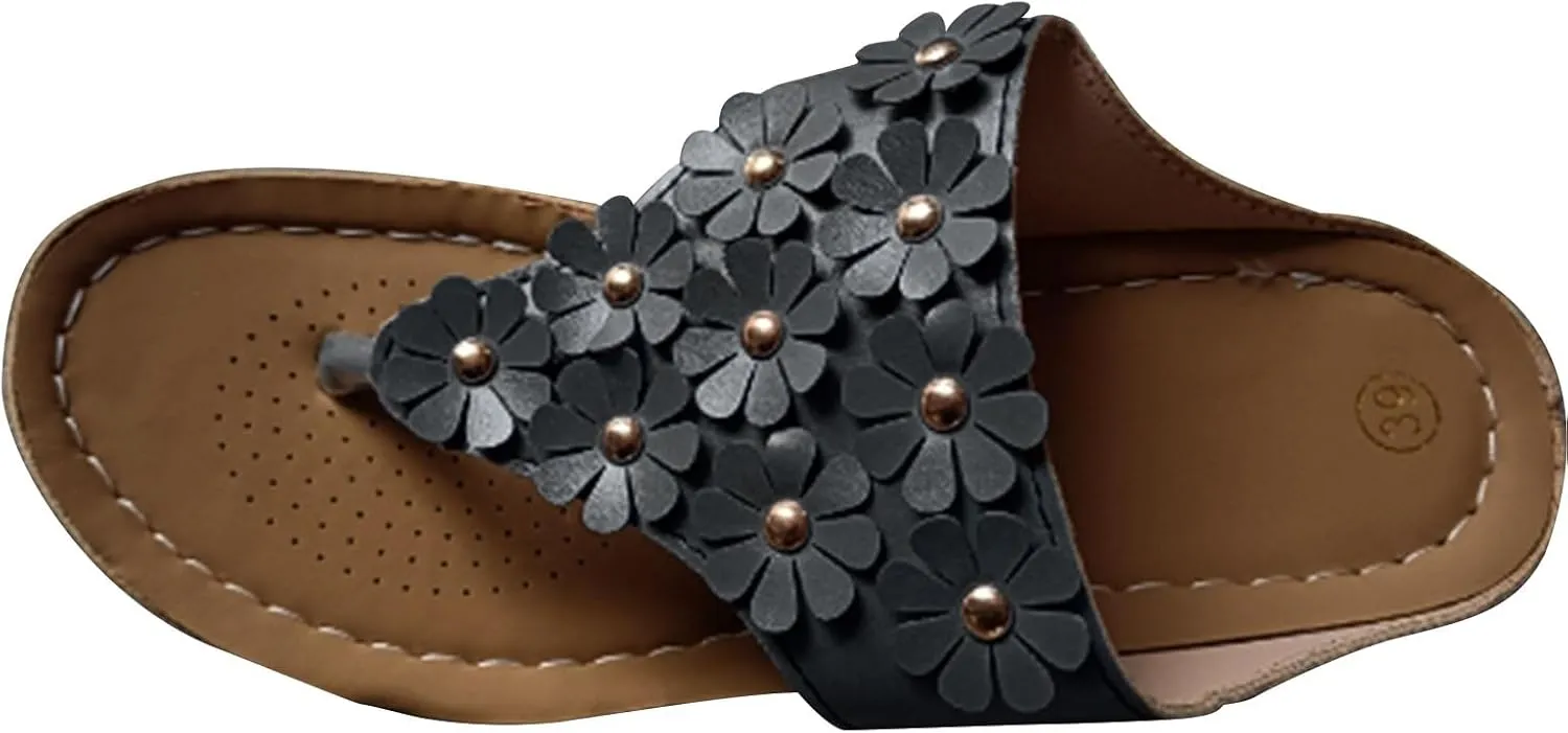Womens Platform Wedge Sandals Cushion Footbed Thong Flip Flops for Women Summer Beach Walking Wedges Shoes