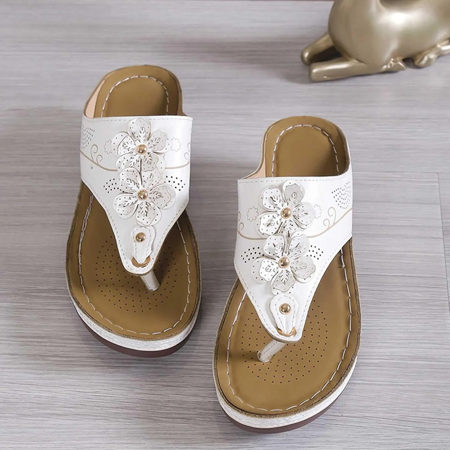 Women's Plus-size Solid Color Flower Casual Comfortable Lunge Sandals