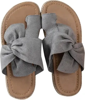 Women's Plus-size Solid Color One-line Platform Bow Boho Style Beach Wedge Sandals