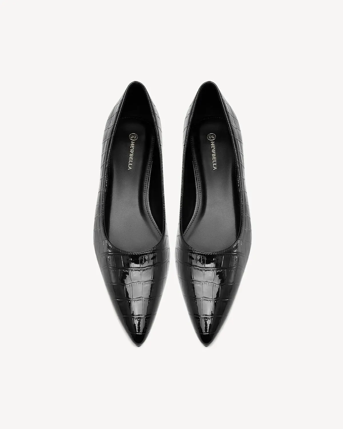 Women's Pointed Toe Flat Ballerina Shoes, PU Minimalist Slip On Flats, Wide Last