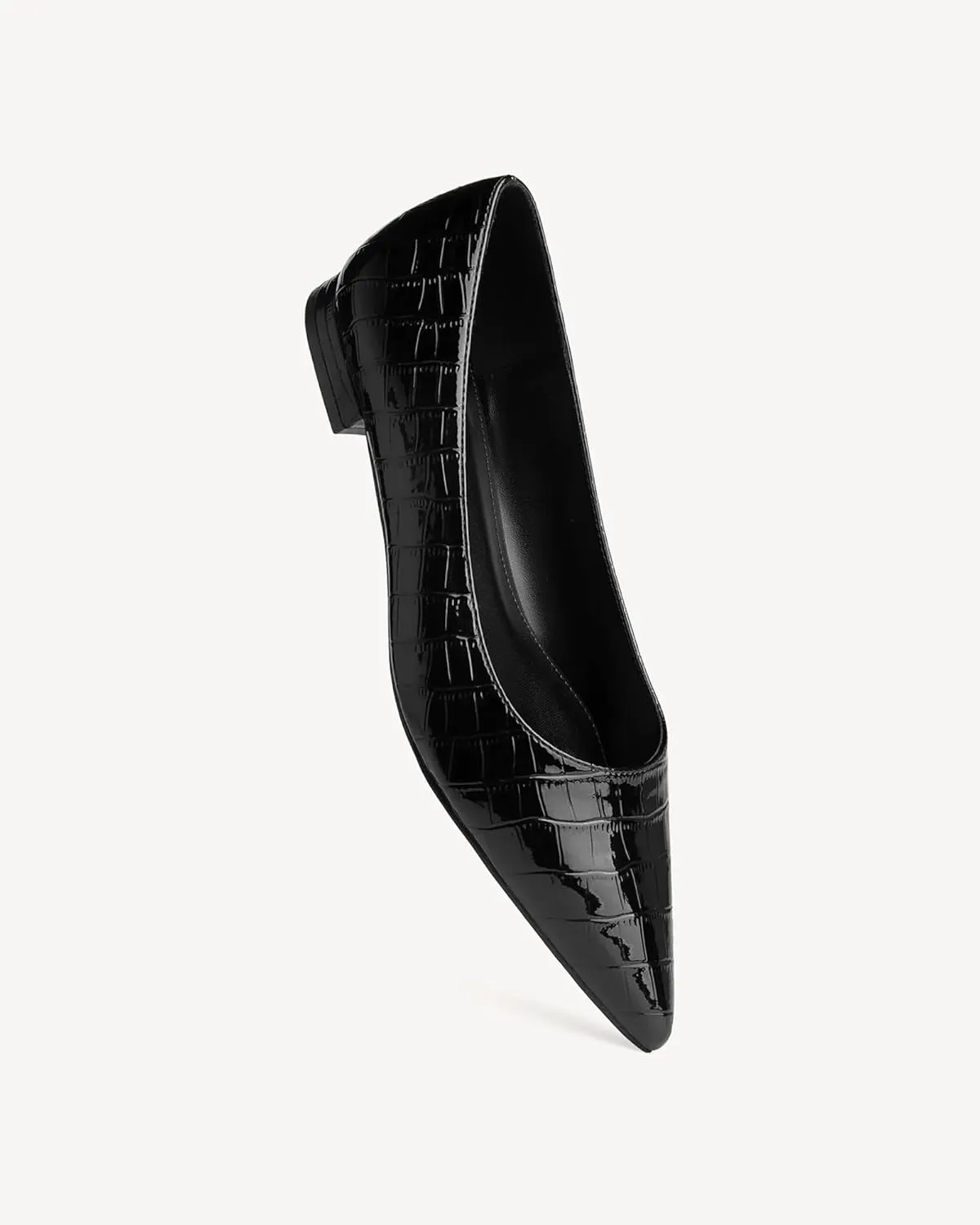 Women's Pointed Toe Flat Ballerina Shoes, PU Minimalist Slip On Flats, Wide Last