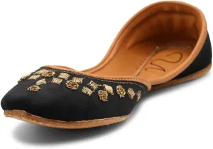 Women's Slip On Traditional Handmade Khussa Bridal Mojari Punjabi Jutti Ethnic Ballet Flats