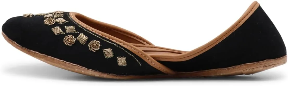 Women's Slip On Traditional Handmade Khussa Bridal Mojari Punjabi Jutti Ethnic Ballet Flats